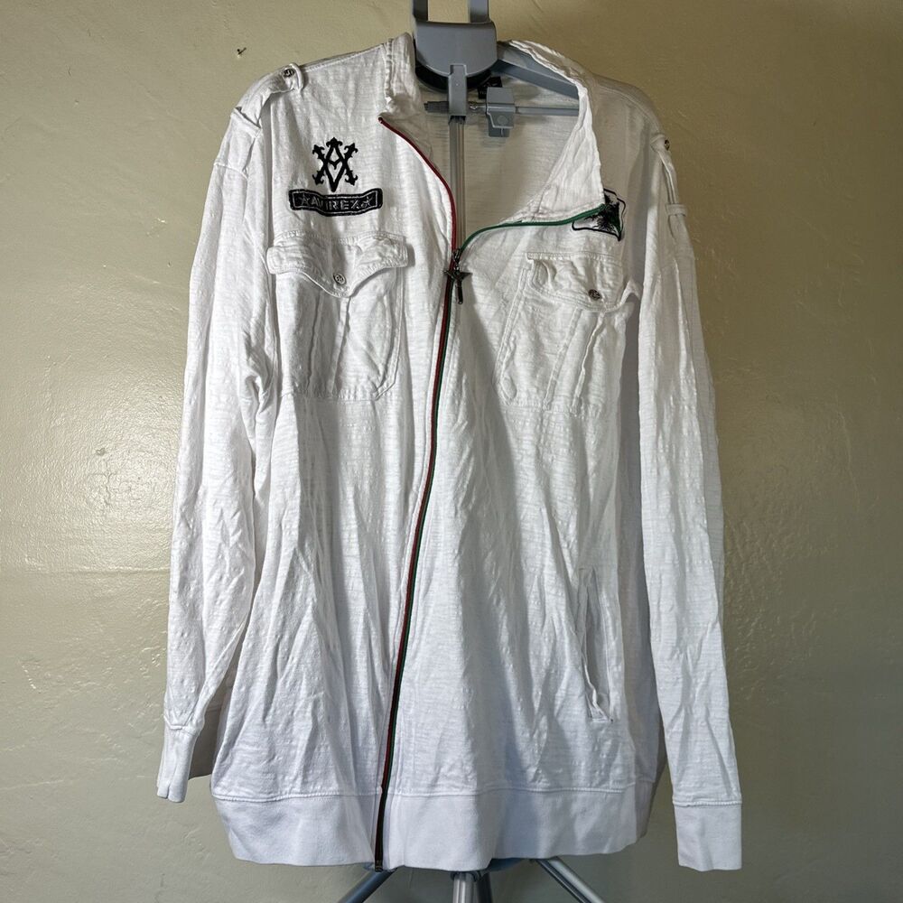 AVIREX EST. 1975 100% Cotton Zip up Hoodie/Jacket 3XL Red,Green & White y2k